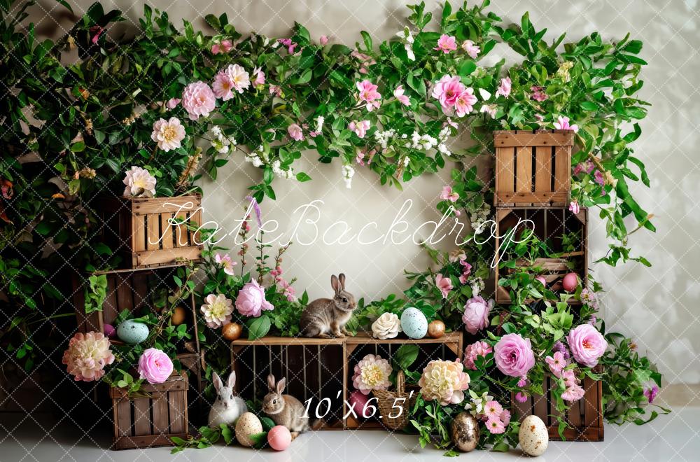 Fondos de flores verdes de Kate y conejitos de Pascua diseñados por Patty Robert