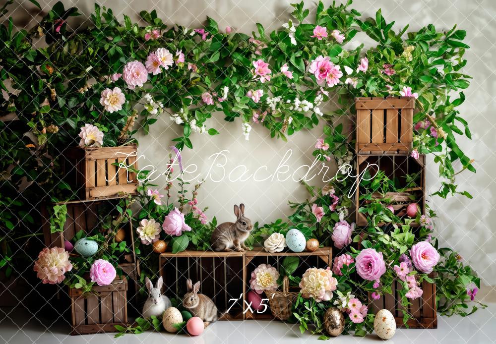 Kate Groene Bloemen en Paashaas Foto Achtergrond Ontworpen door Patty Robert