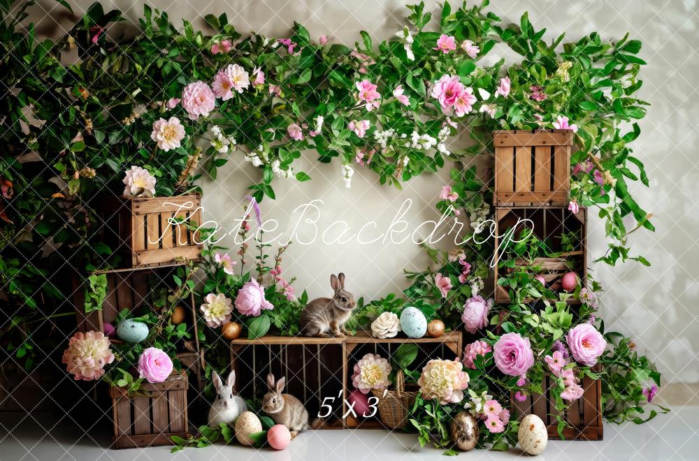 Fondos de flores verdes de Kate y conejitos de Pascua diseñados por Patty Robert