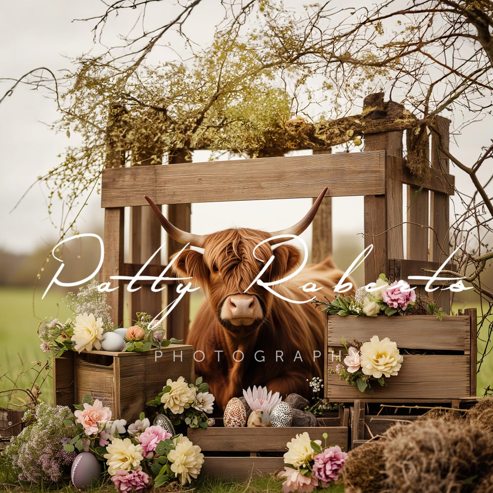 Kate Hightland Cow Outdoor Spring Backdrop Designed by Patty Robert