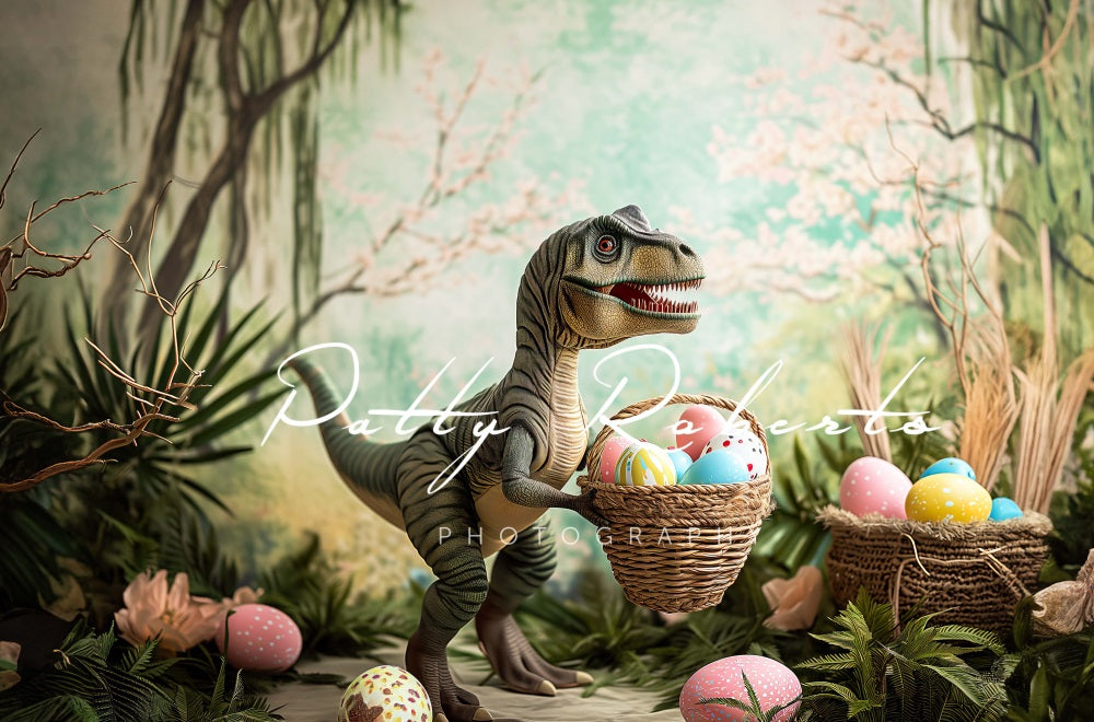 Fondo de Pascua con diseño de Tiranosaurio Rex creado por Patty Robert