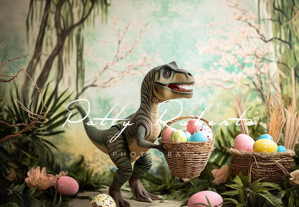 Fondo de Pascua con diseño de Tiranosaurio Rex creado por Patty Robert