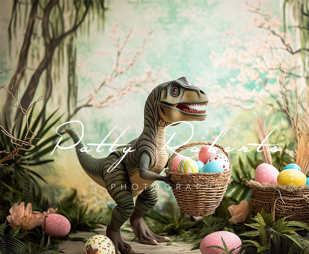 Fondo de Pascua con diseño de Tiranosaurio Rex creado por Patty Robert