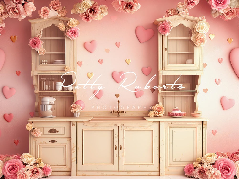 Kate Valentines Heart Kitchen Backdrop Designed by Patty Robert