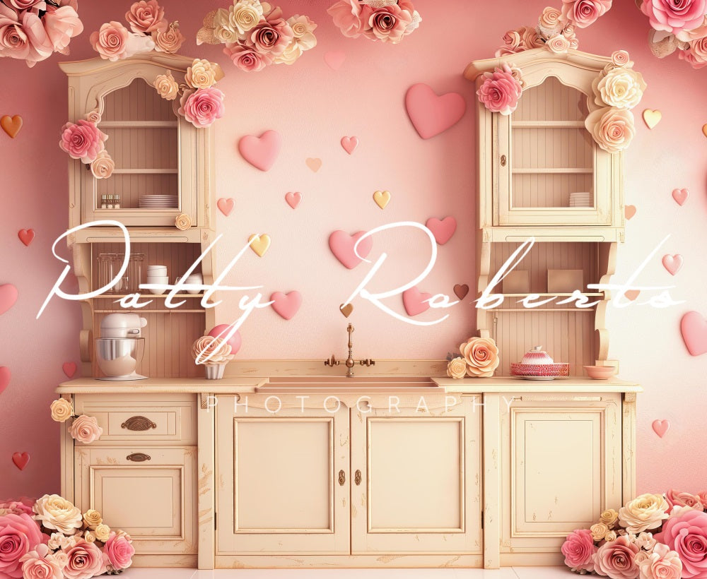 Kate Valentines Heart Kitchen Backdrop Designed by Patty Robert