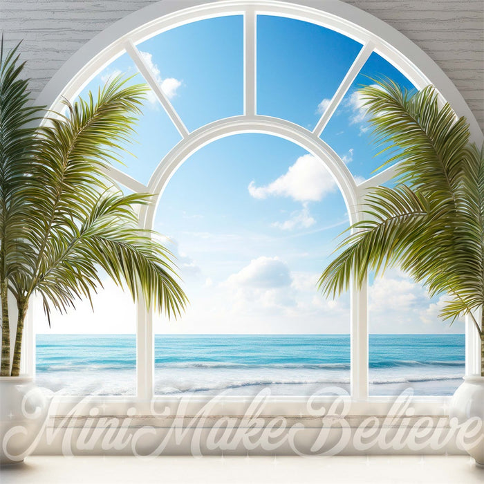Tropical Ocean View Window Backdrop