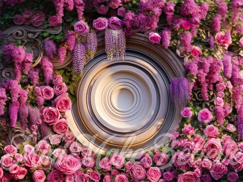 Elegant Circular Floral Pink Backdrop