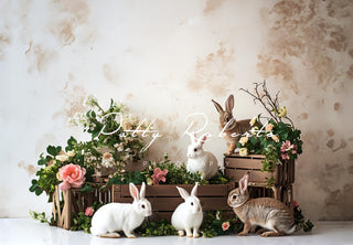 Sfondo con coniglietti di Pasqua Cottontail disegnato da Patty Robert