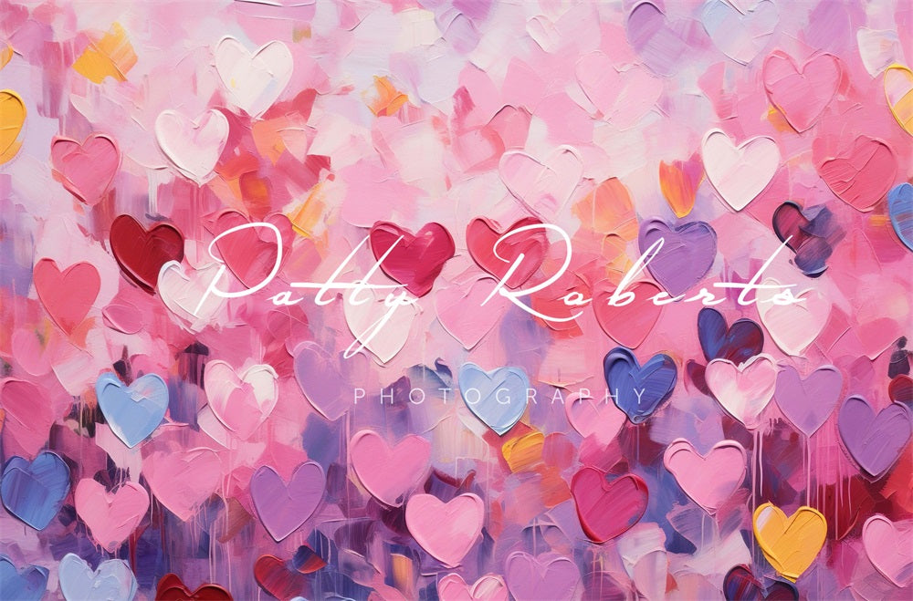 Kate Valentines Day Painted Hearts Backdrop Designed by Patty Robert