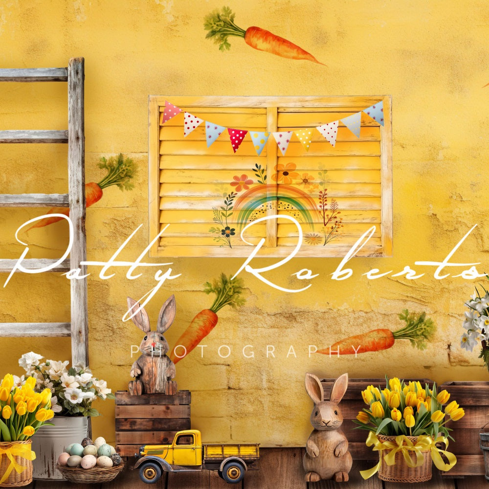 Fondo de escenario de Pascua amarillo diseñado por Patty Robert