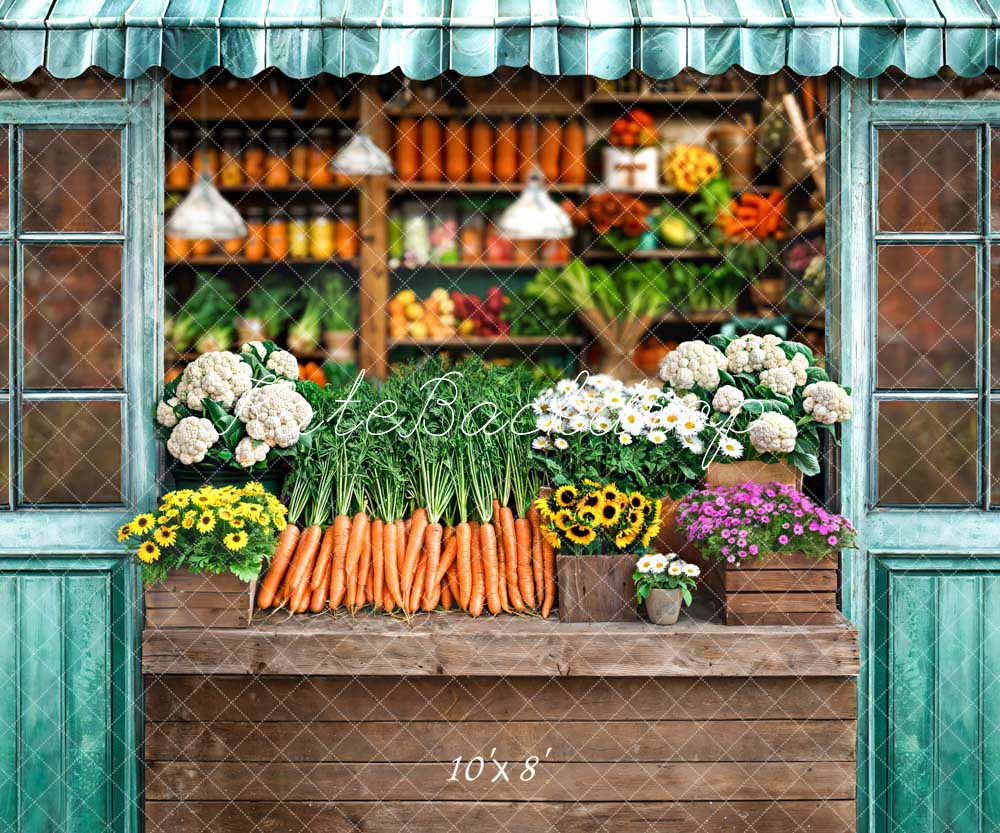 Kate Spring Flowers and Fruits Store Backdrop Designed by Chain Photography
