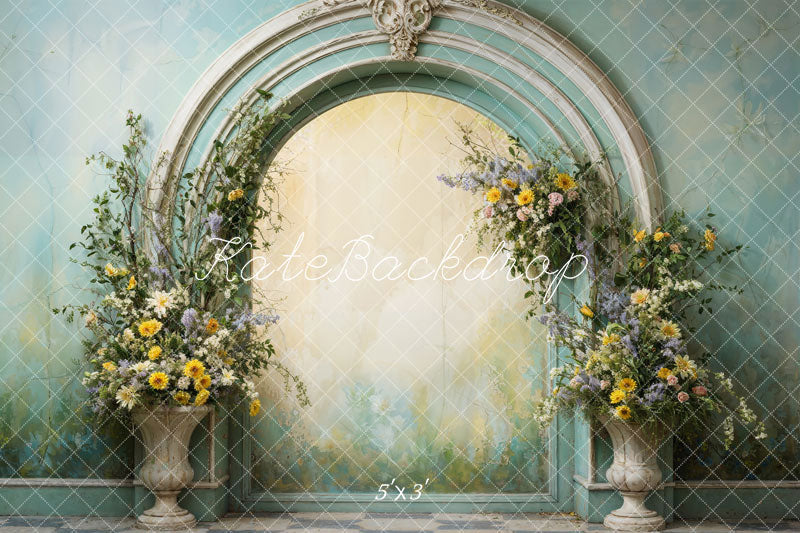 Kate Spring Flowers Green Arch Wall Backdrop Designed by Emetselch