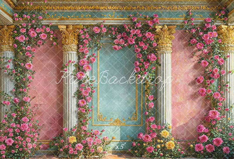Elegant Floral Columns Garden Backdrop