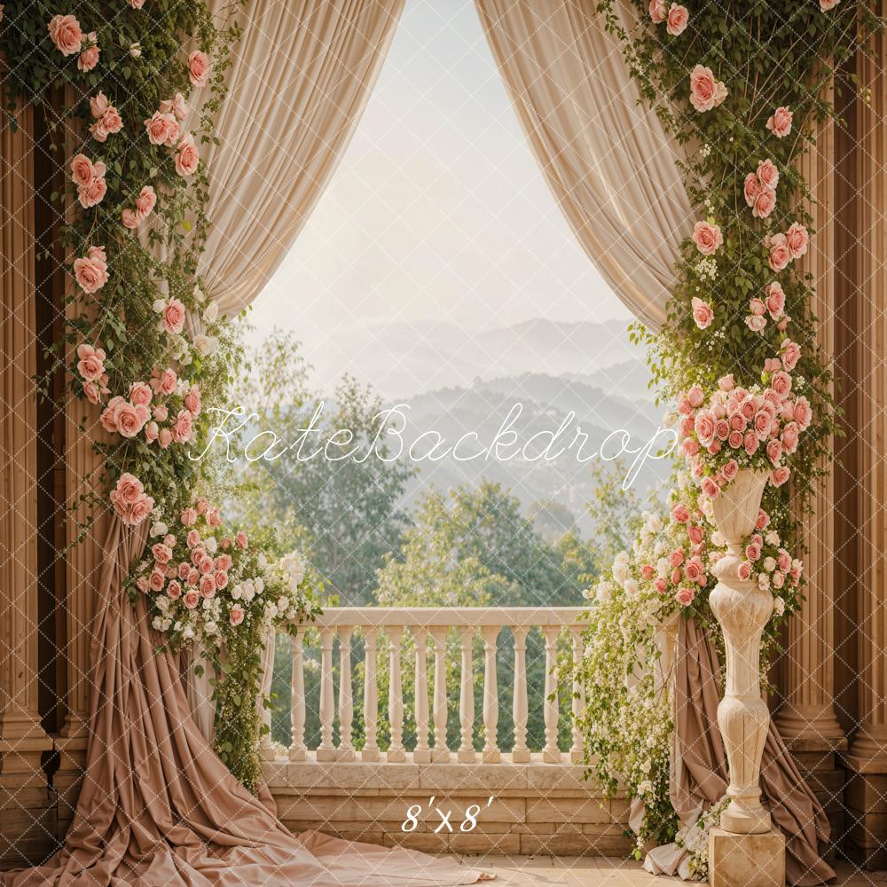 Kate Spring Flowers Curtain Balcony Backdrop Designed by Emetselch