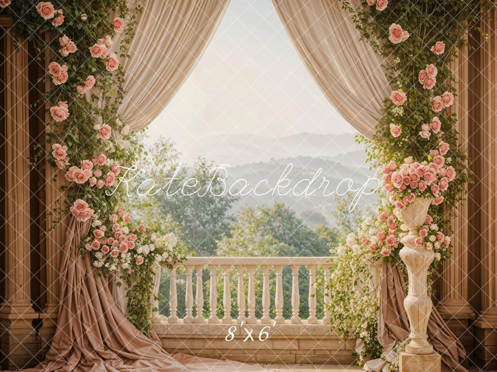 Kate Spring Flowers Curtain Balcony Backdrop Designed by Emetselch