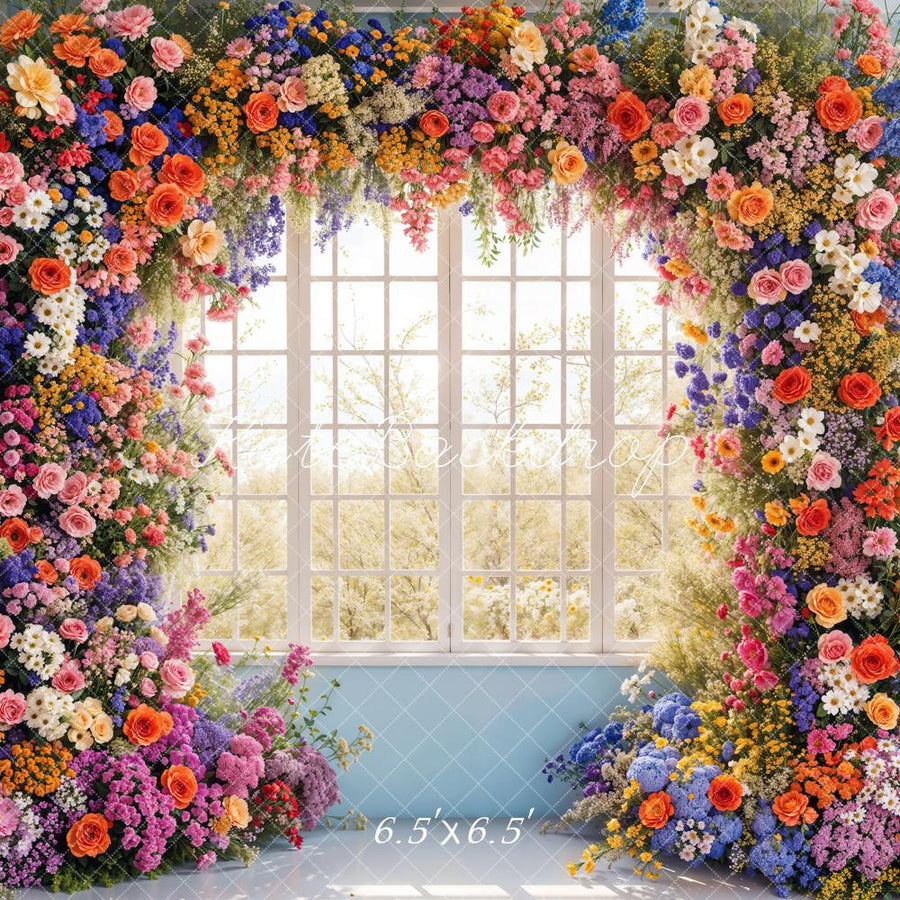Vibrant Floral Window Arch Backdrop