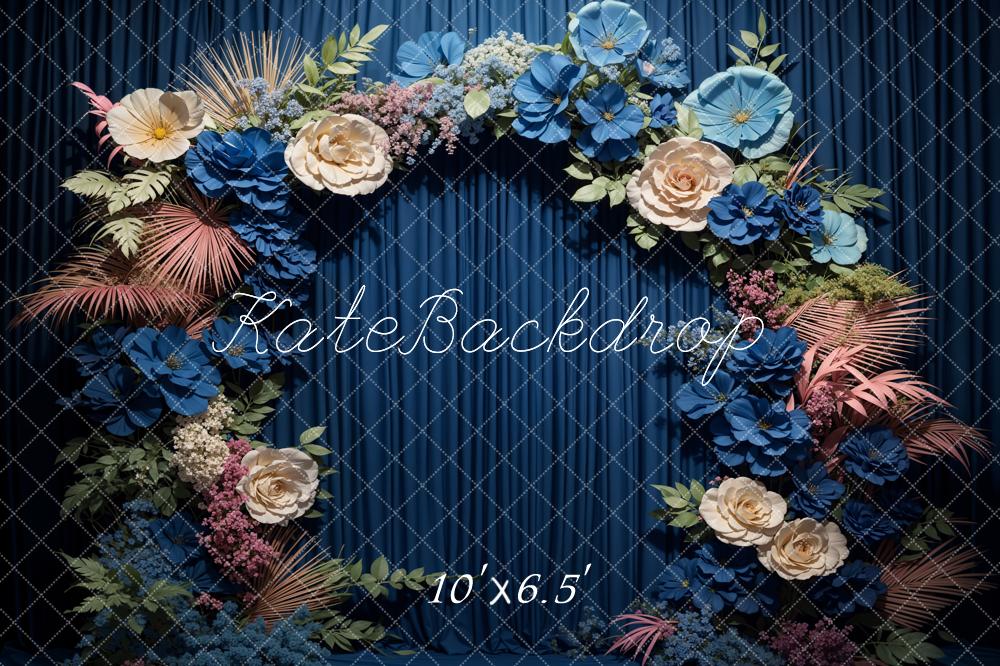 Kate Artistic Blue Flower Curtain Backdrop Designed by Emetselch