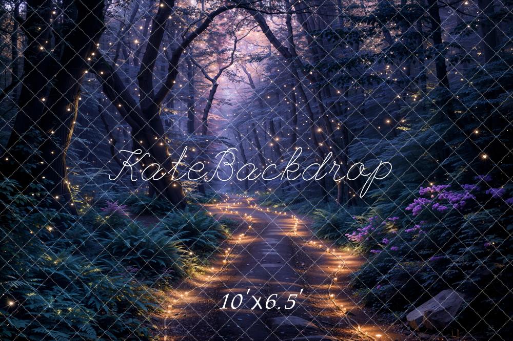 Kate Spring Forest Lights String Night Path Backdrop Designed by Emetselch