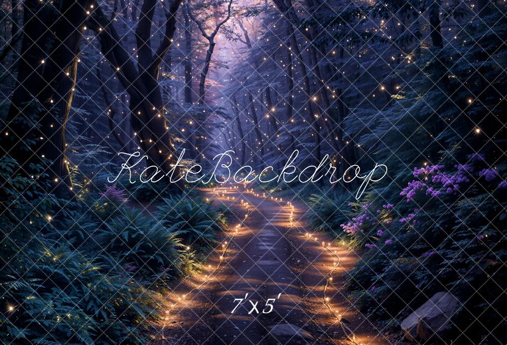 Kate Spring Forest Lights String Night Path Backdrop Designed by Emetselch