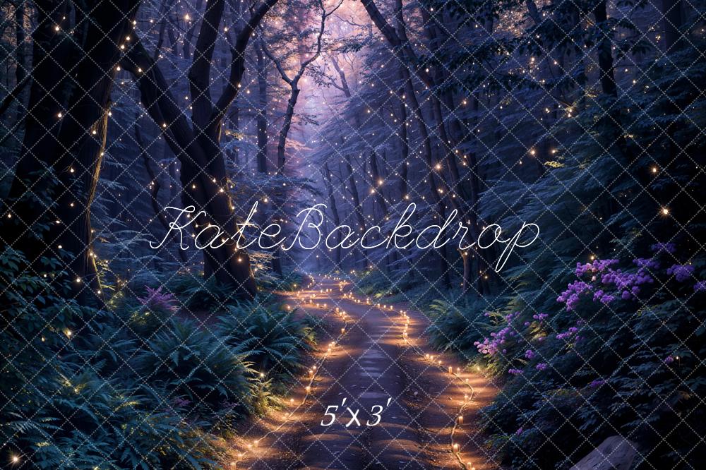 Kate Spring Forest Lights String Night Path Backdrop Designed by Emetselch