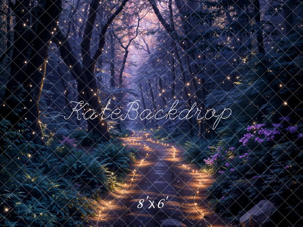 Kate Spring Forest Lights String Night Path Backdrop Designed by Emetselch