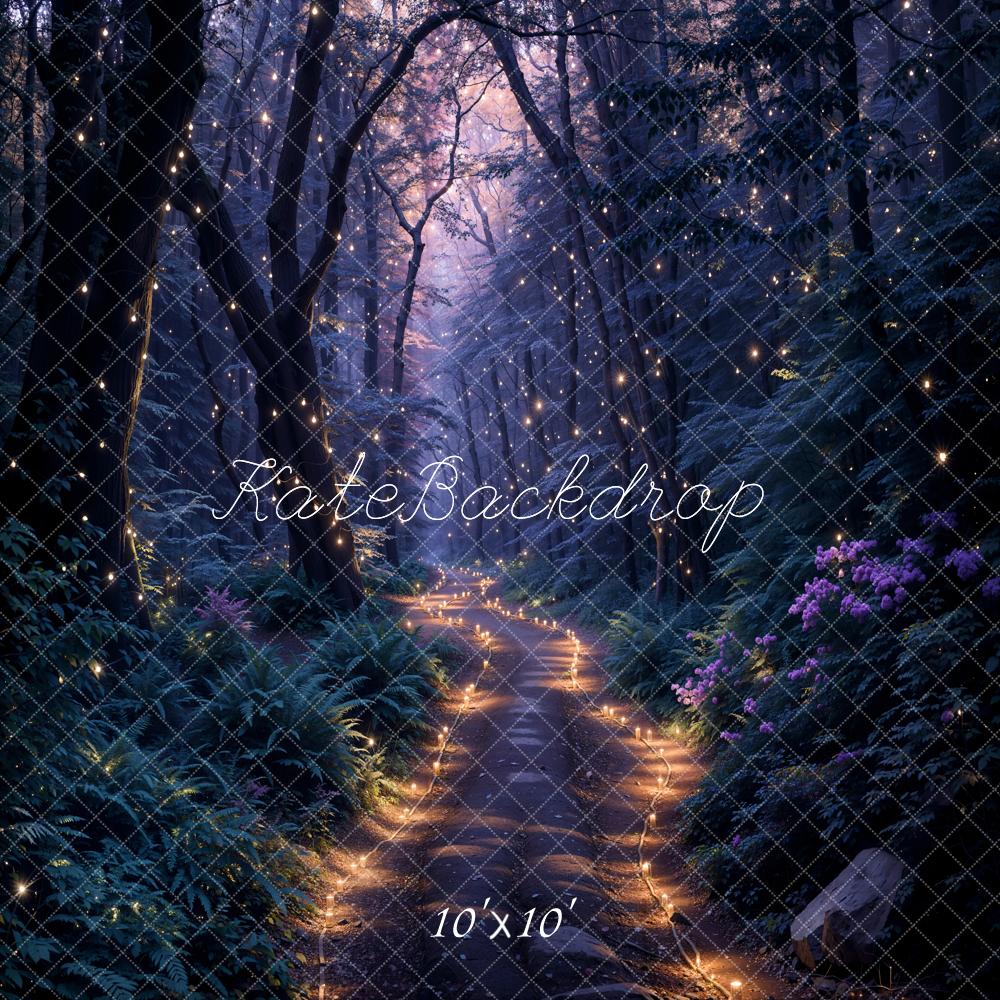 Kate Spring Forest Lights String Night Path Backdrop Designed by Emetselch