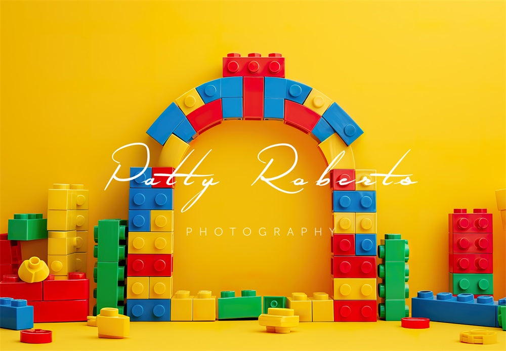 Kate Yellow Lego Bricks Backdrop Designed by Patty Robert