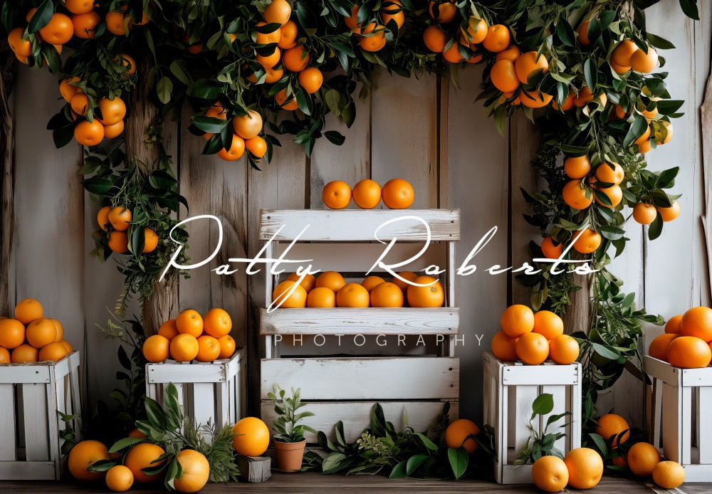 Kate Fall Oranges Stand Backdrop Designed by Patty Robert
