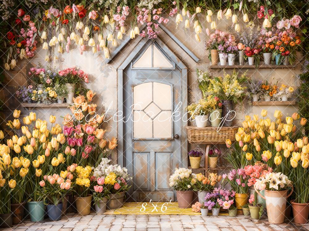 Kate Pet Spring Flowers Tulips Greenhouse Backdrop Designed by Emetselch