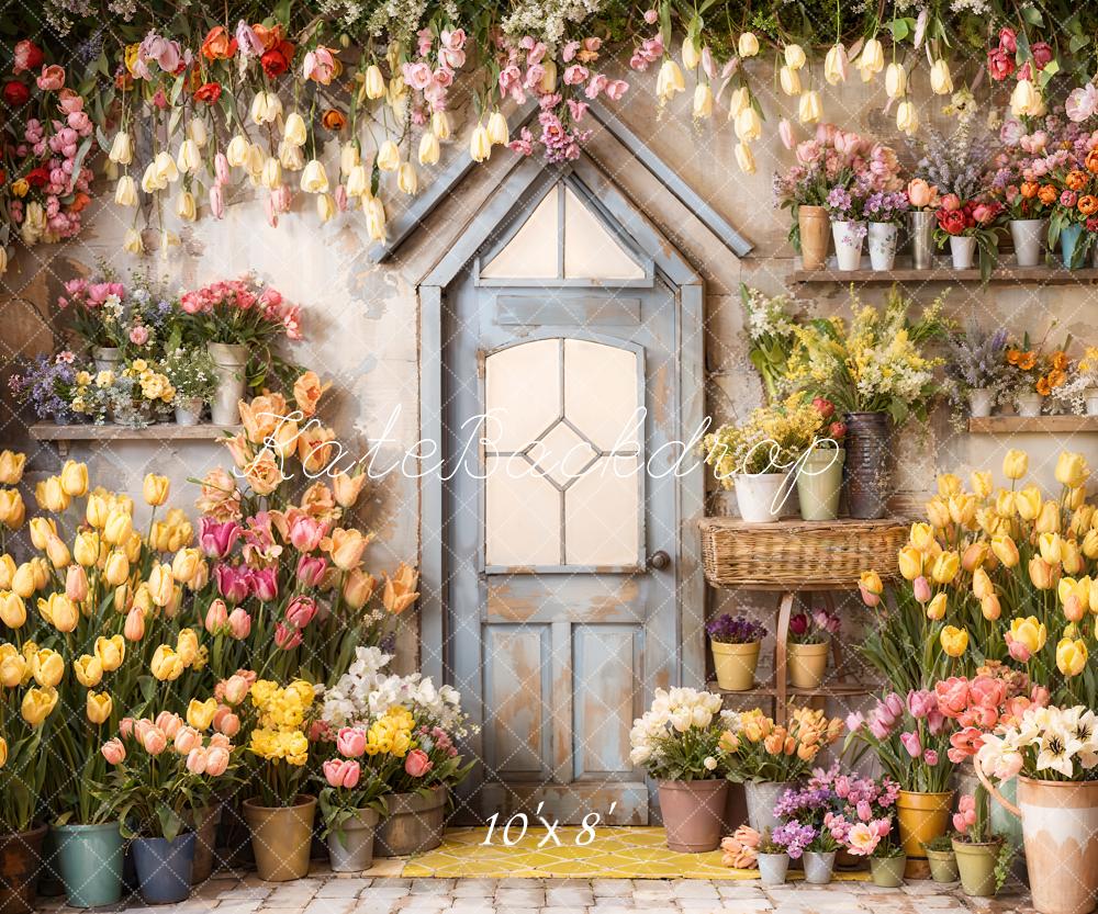 Kate Pet Spring Flowers Tulips Greenhouse Backdrop Designed by Emetselch