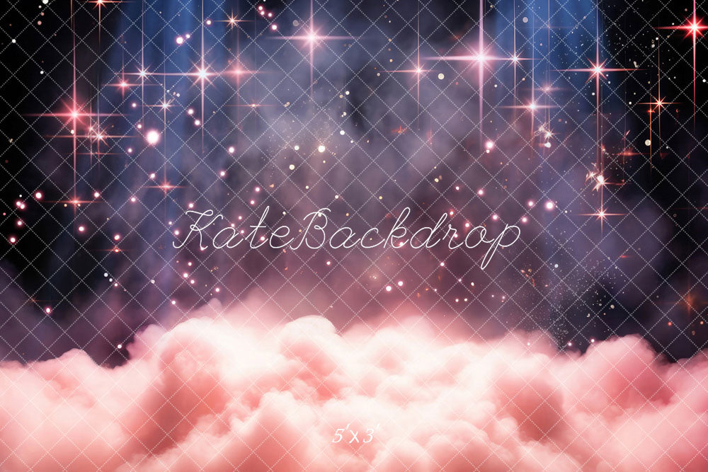 Panel de fondo de melocotón rosa nubes y cielo estrellado diseñado por Chain Photography