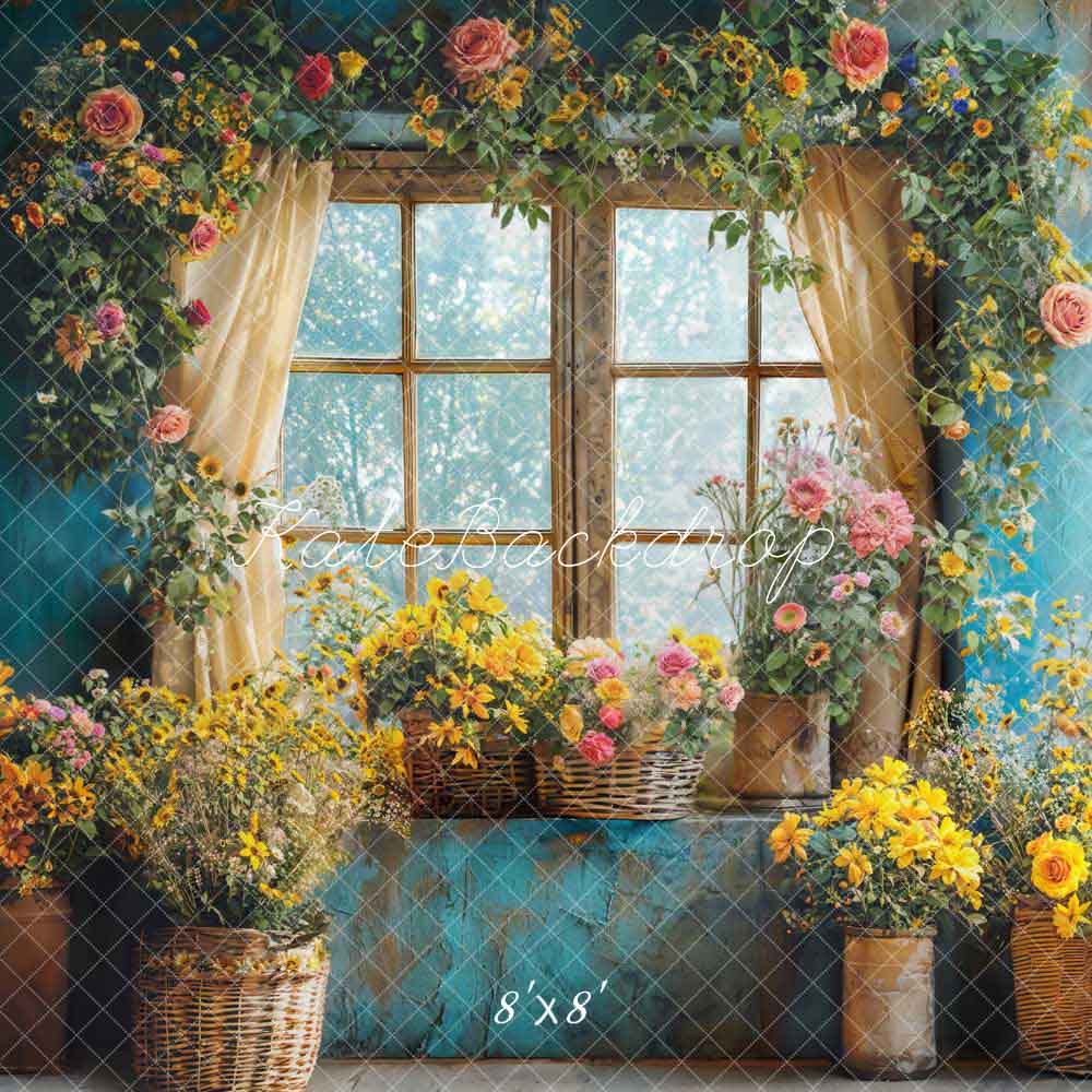 Rustic Vintage Floral Window Backdrop