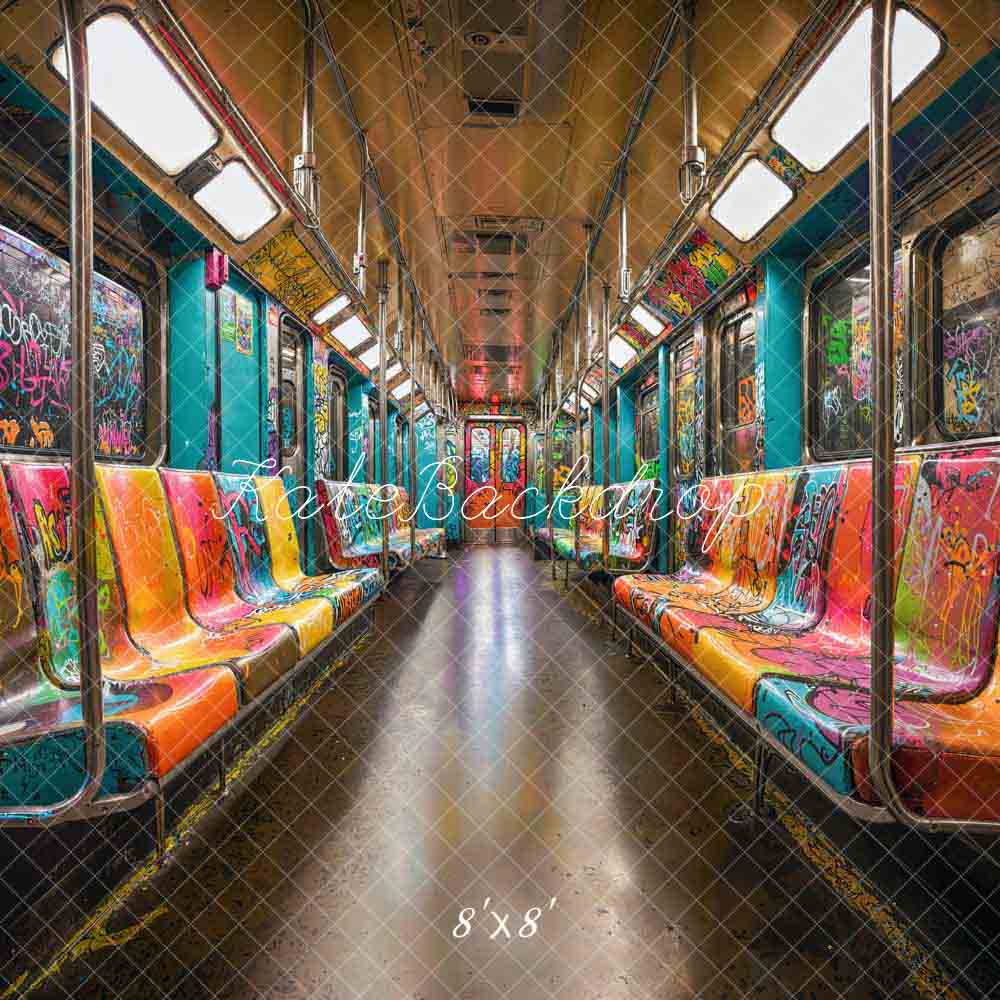 Vibrant Urban Graffiti Subway Interior Backdrop