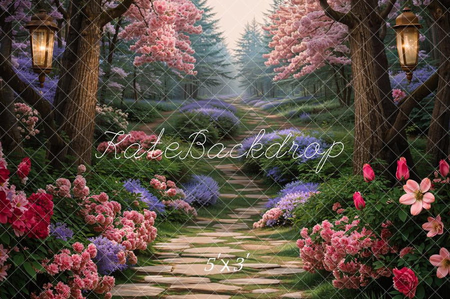 Enchanted Forest Blossoms Pathway Backdrop