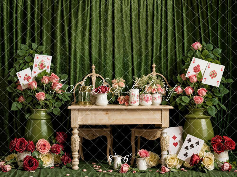 Vintage Rose Garden Playing Cards Backdrop