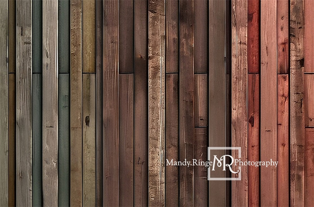 Kate Faded Rustic Rainbow Barn Wood Floor Backdrop Designed by Mandy Ringe Photography