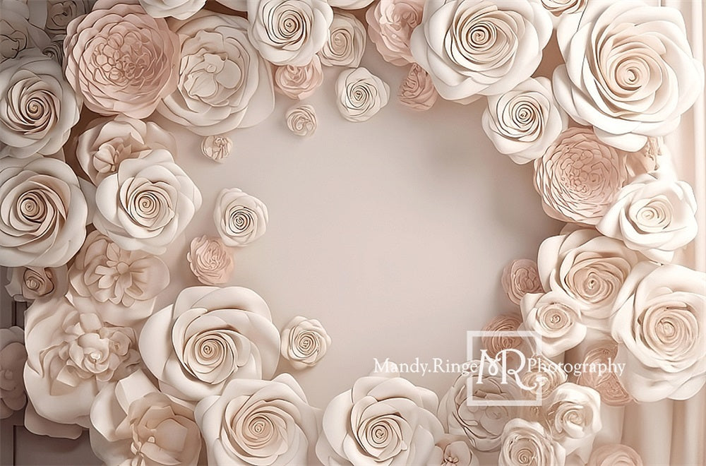Kate Ivory Roses Wall Display Backdrop Designed by Mandy Ringe Photography