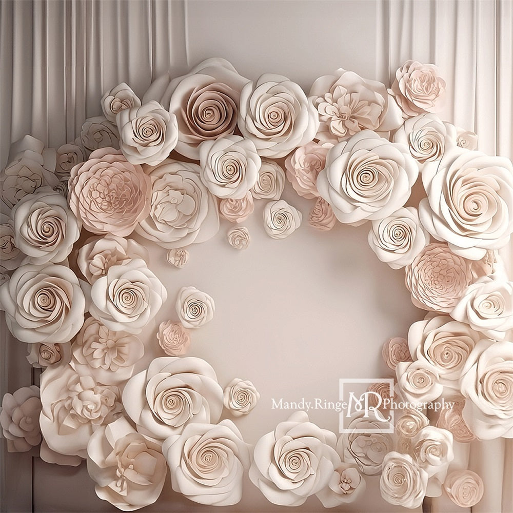 Kate Ivory Roses Wall Display Backdrop Designed by Mandy Ringe Photography