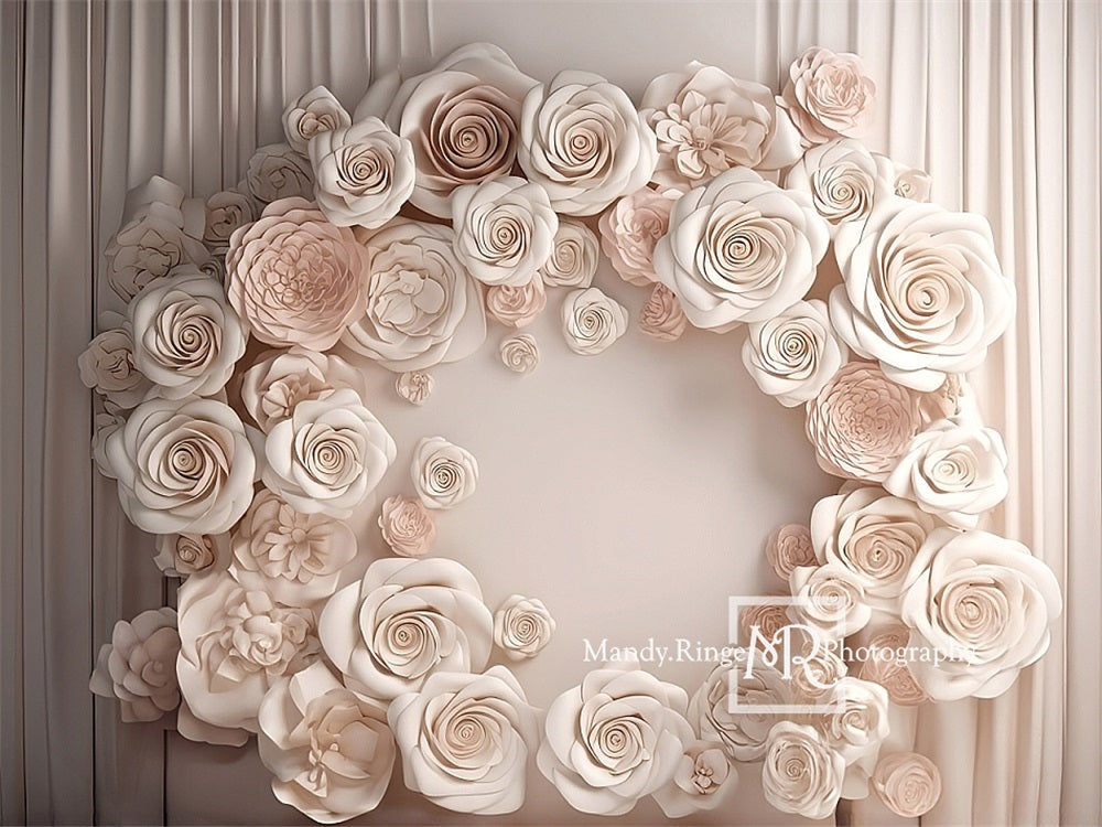 Kate Ivory Roses Wall Display Backdrop Designed by Mandy Ringe Photography