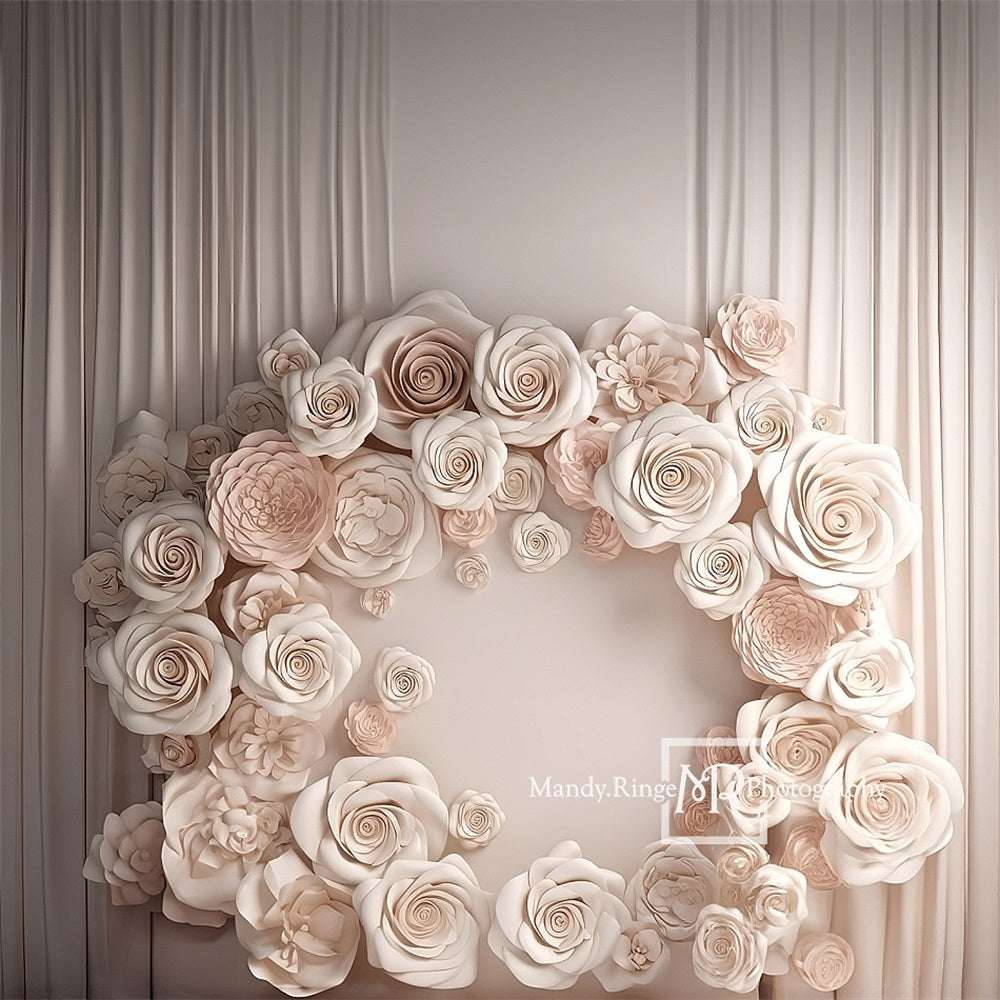 Kate Ivory Roses Wall Display Backdrop Designed by Mandy Ringe Photography