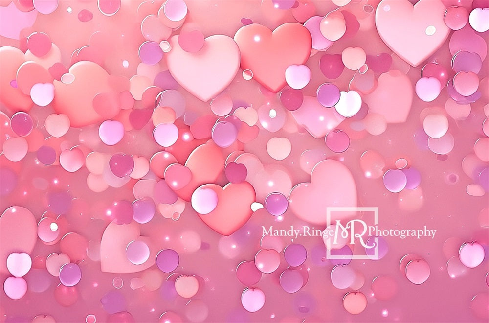 Kate Pink Heart Sequins with Bokeh Backdrop Designed by Mandy Ringe Photography
