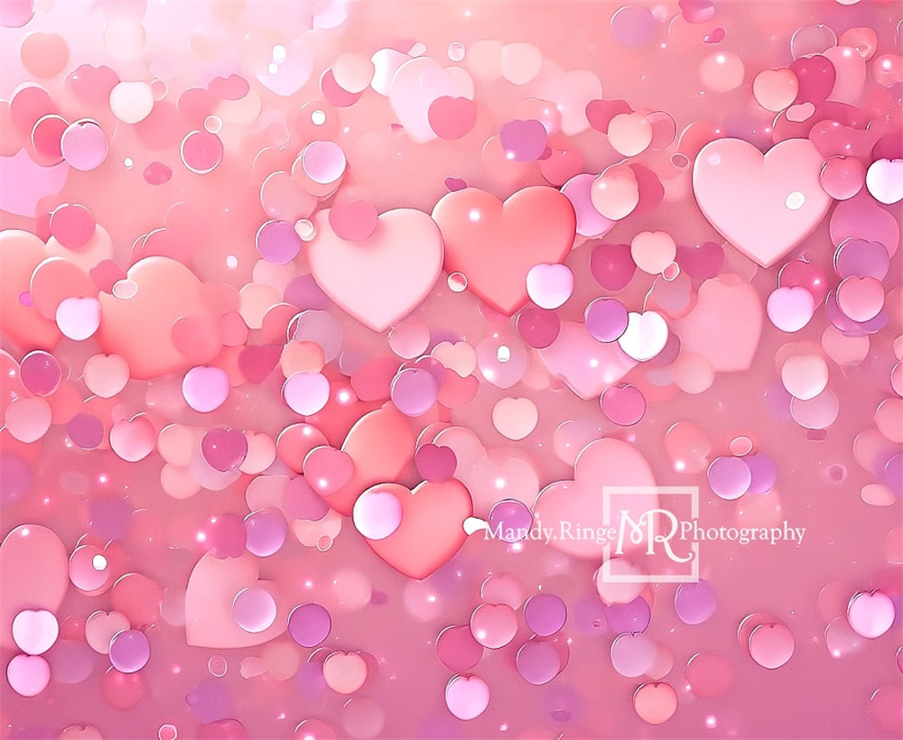 Kate Pink Heart Sequins with Bokeh Backdrop Designed by Mandy Ringe Photography