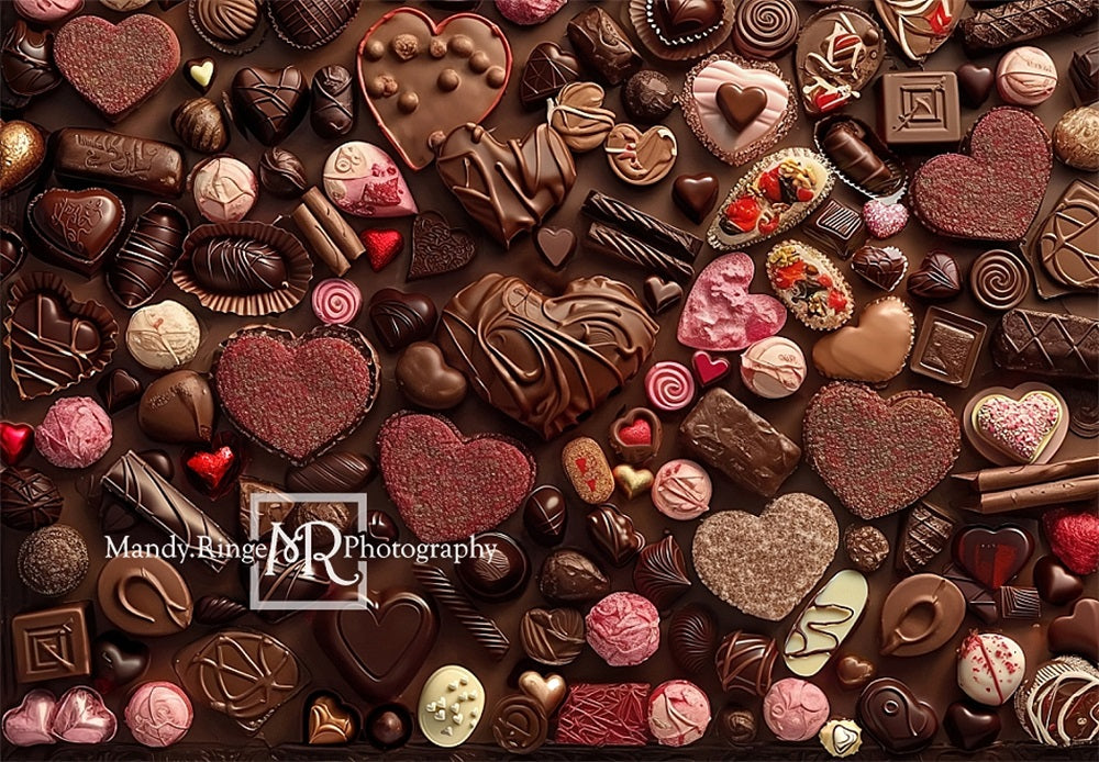 Kate Valentine Chocolate Candy Wall Backdrop Designed by Mandy Ringe Photography