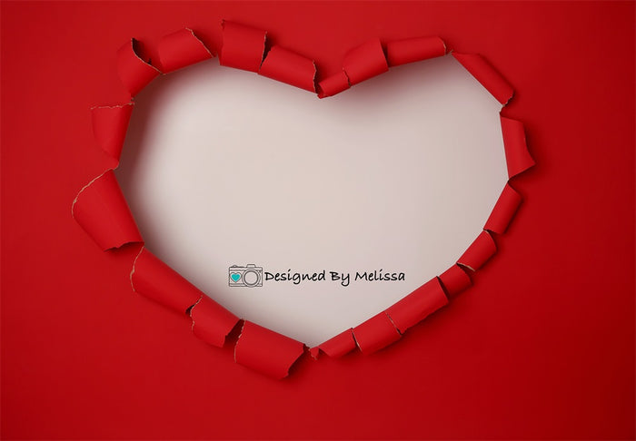 Torn Red Heart Love Celebration Backdrop