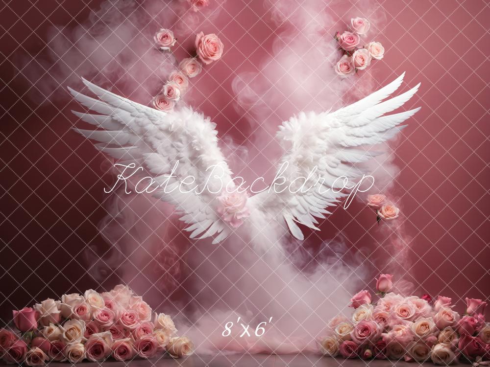 Kate Pink Flower Angel Wings Backdrop Designed by Emetselch