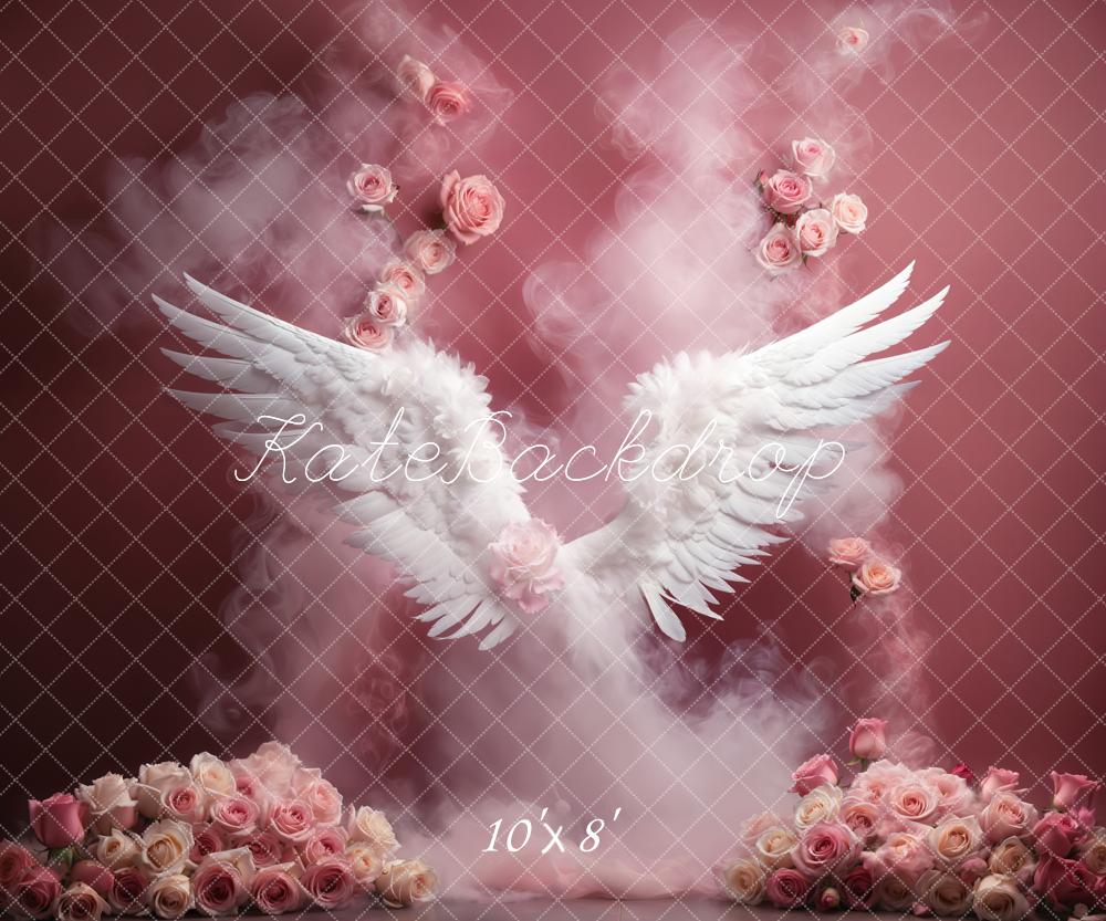 Kate Pink Flower Angel Wings Backdrop Designed by Emetselch