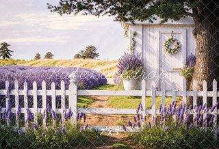 Kate Spring Lavender Fence Path Printed Backdrop Designed by Emetselch