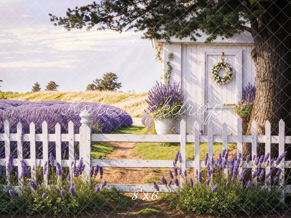 Kate Spring Lavender Fence Path Backdrop Designed by Emetselch