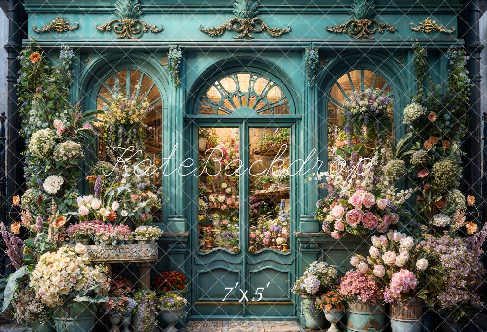 Kate Spring Flowers Green Windows House Backdrop Designed by Emetselch