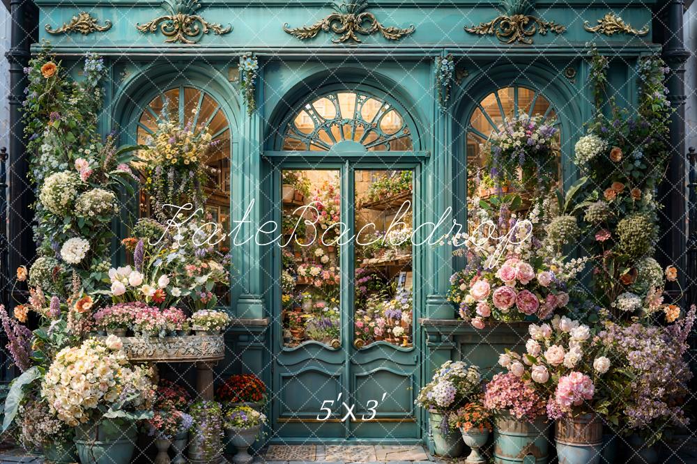 Kate Spring Flowers Green Windows House Backdrop Designed by Emetselch